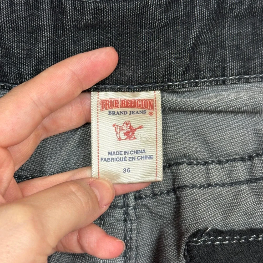 True Religion Ricky Corduroy Pants Mens 36 (Fits 38x27) Black Straight Y2K Wash